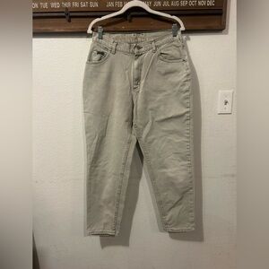 VINTAGE Lee Jeans Womens 15 Relaxed Fit Tapered Leg Brown Khaki Denim (1466)